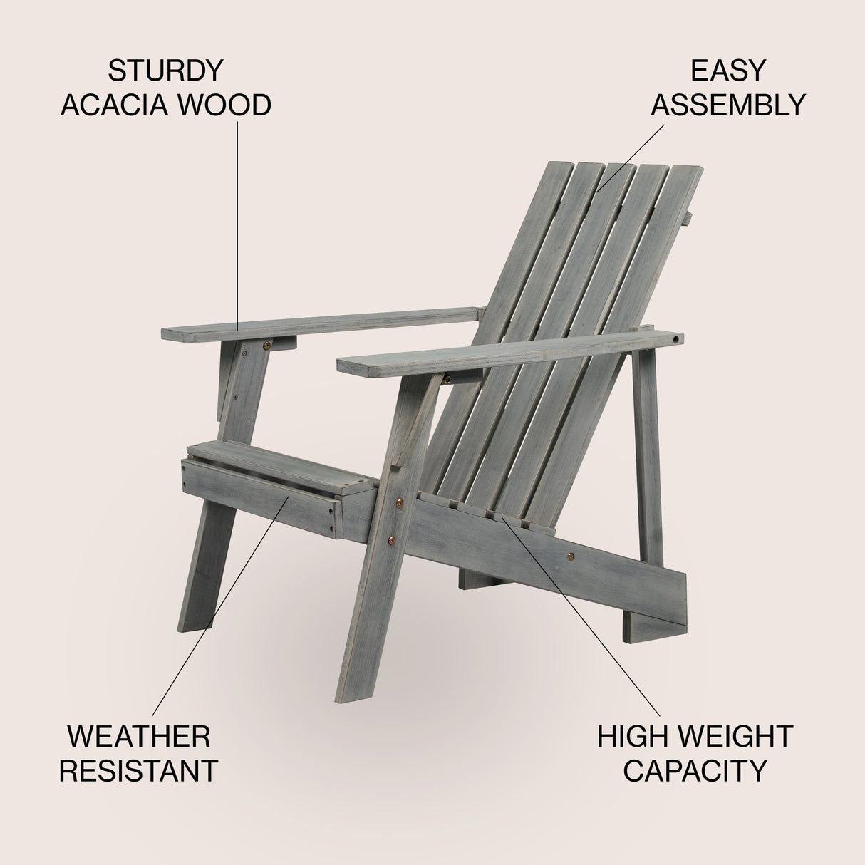 Irving outdoor patio modern acacia wood adirondack chair