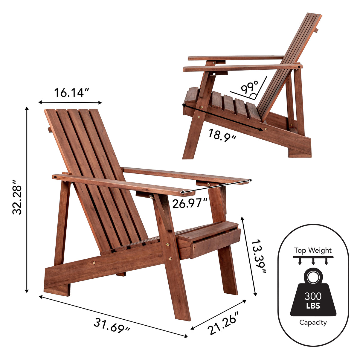 Irving outdoor patio modern acacia wood adirondack chair