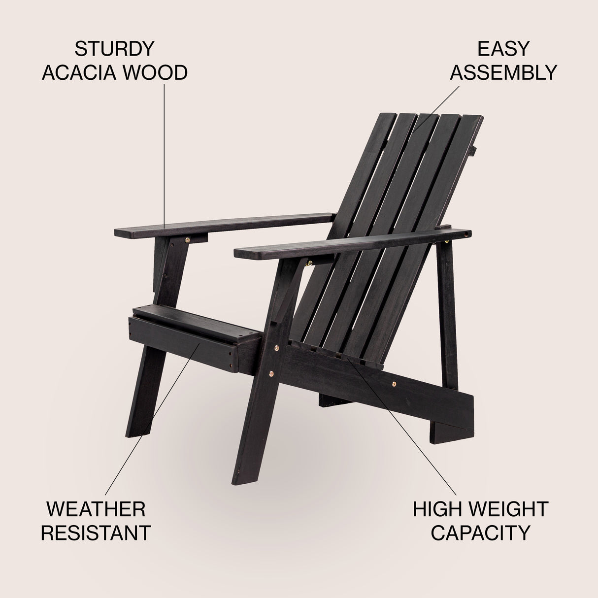 Irving outdoor patio modern acacia wood adirondack chair