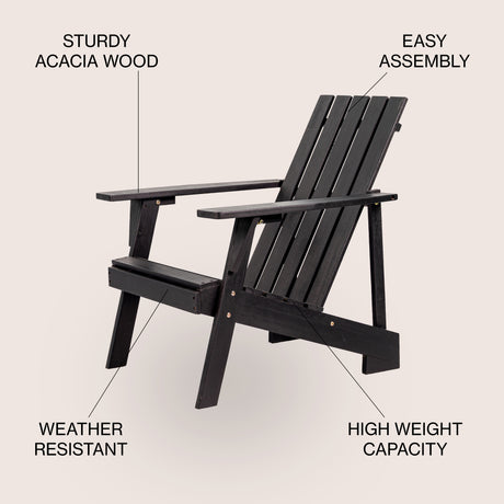 Irving outdoor patio modern acacia wood adirondack chair