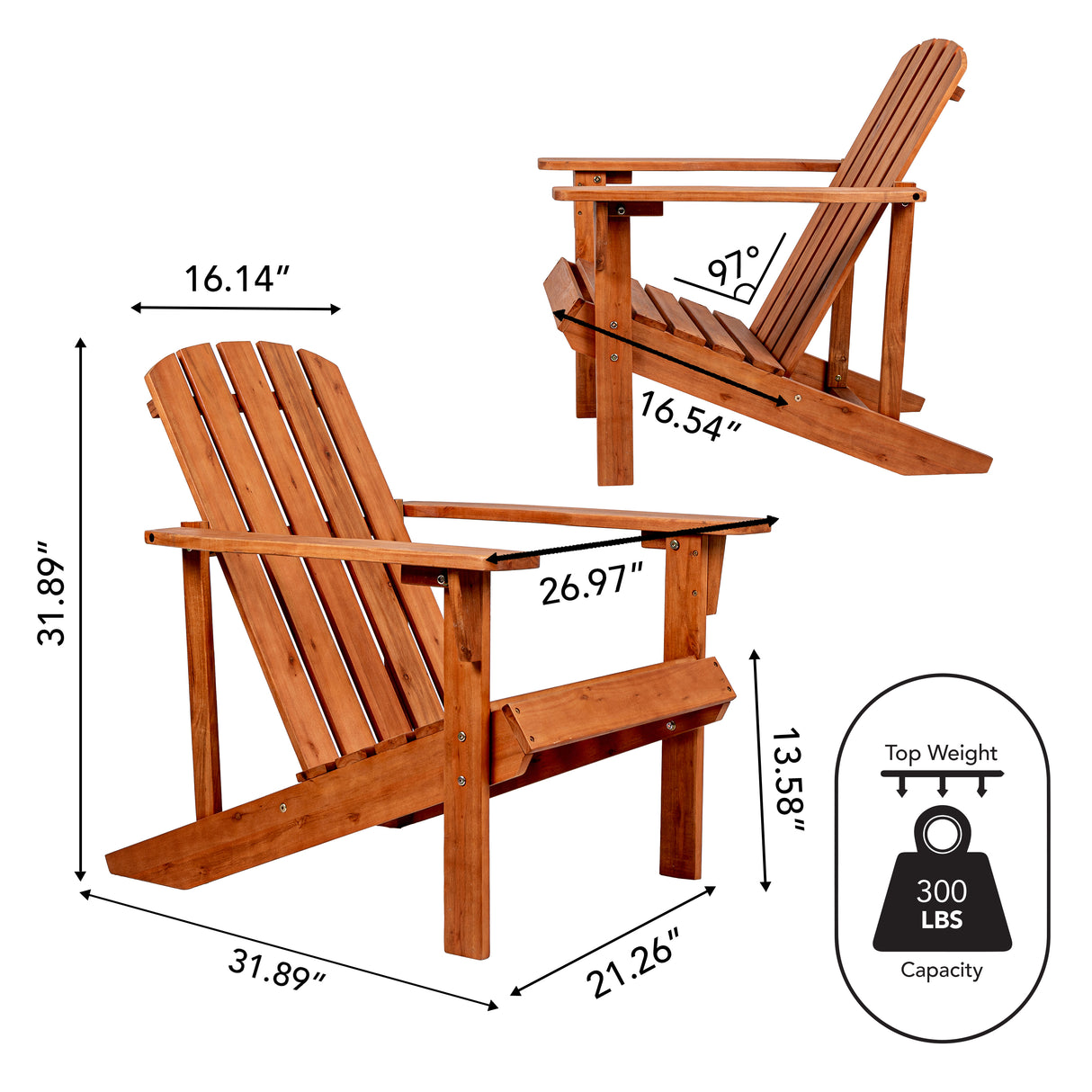 Westport outdoor patio traditional acacia wood adirondack chair