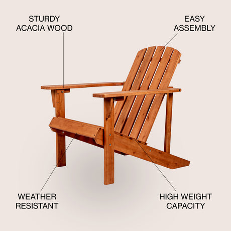 Westport outdoor patio traditional acacia wood adirondack chair