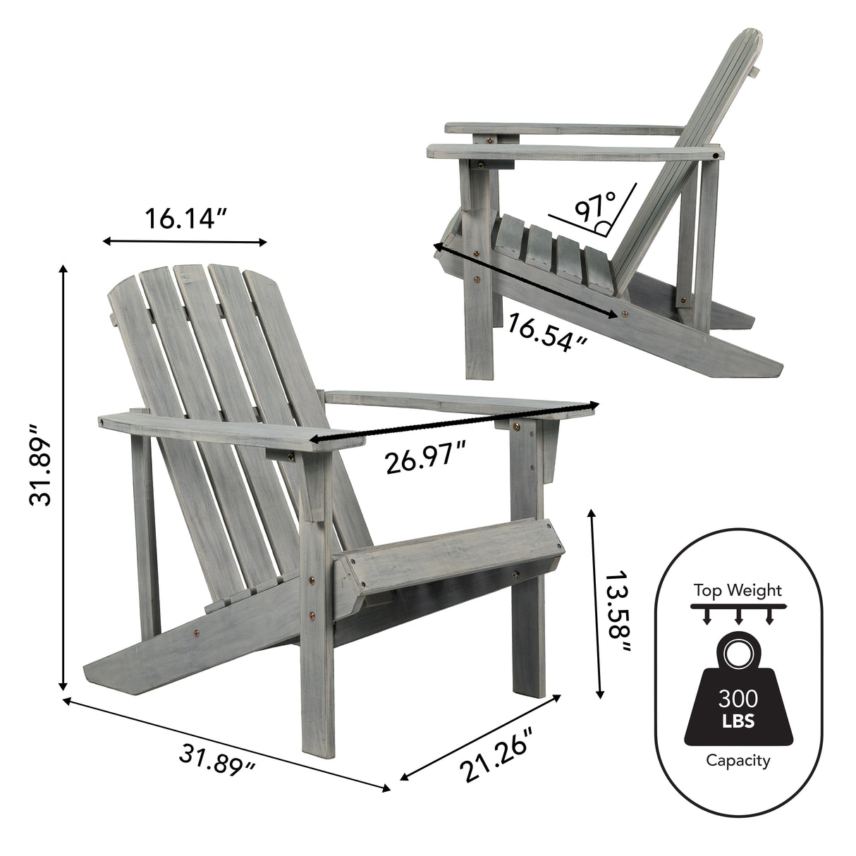 Westport outdoor patio traditional acacia wood adirondack chair