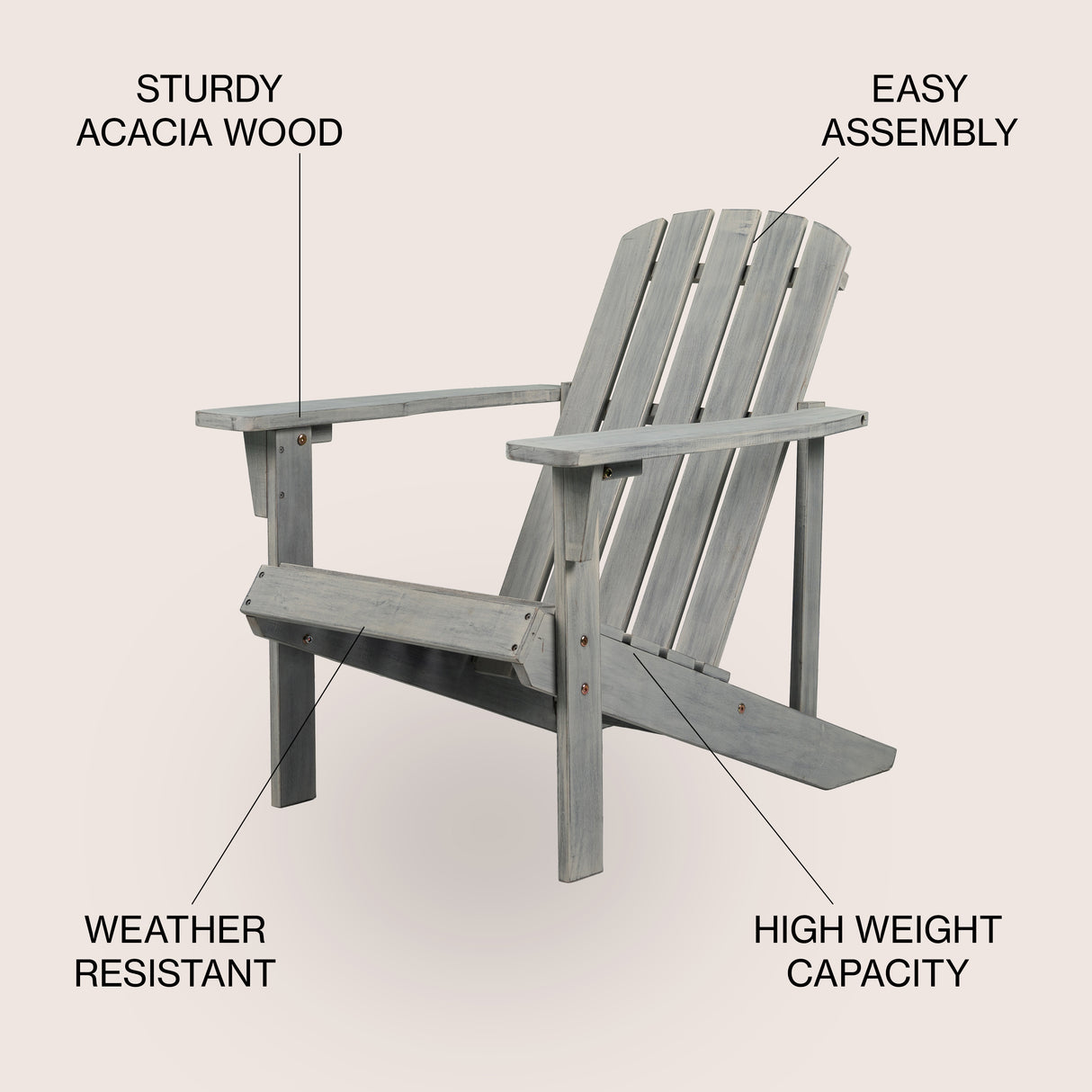 Westport outdoor patio traditional acacia wood adirondack chair