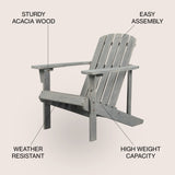 Westport outdoor patio traditional acacia wood adirondack chair