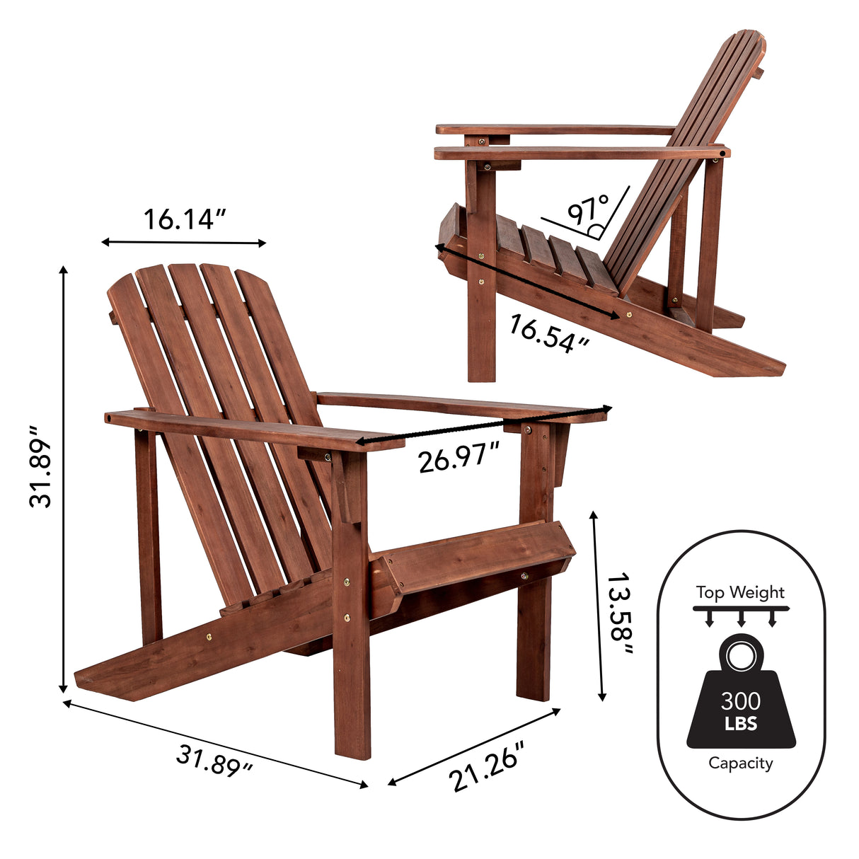 Westport outdoor patio traditional acacia wood adirondack chair