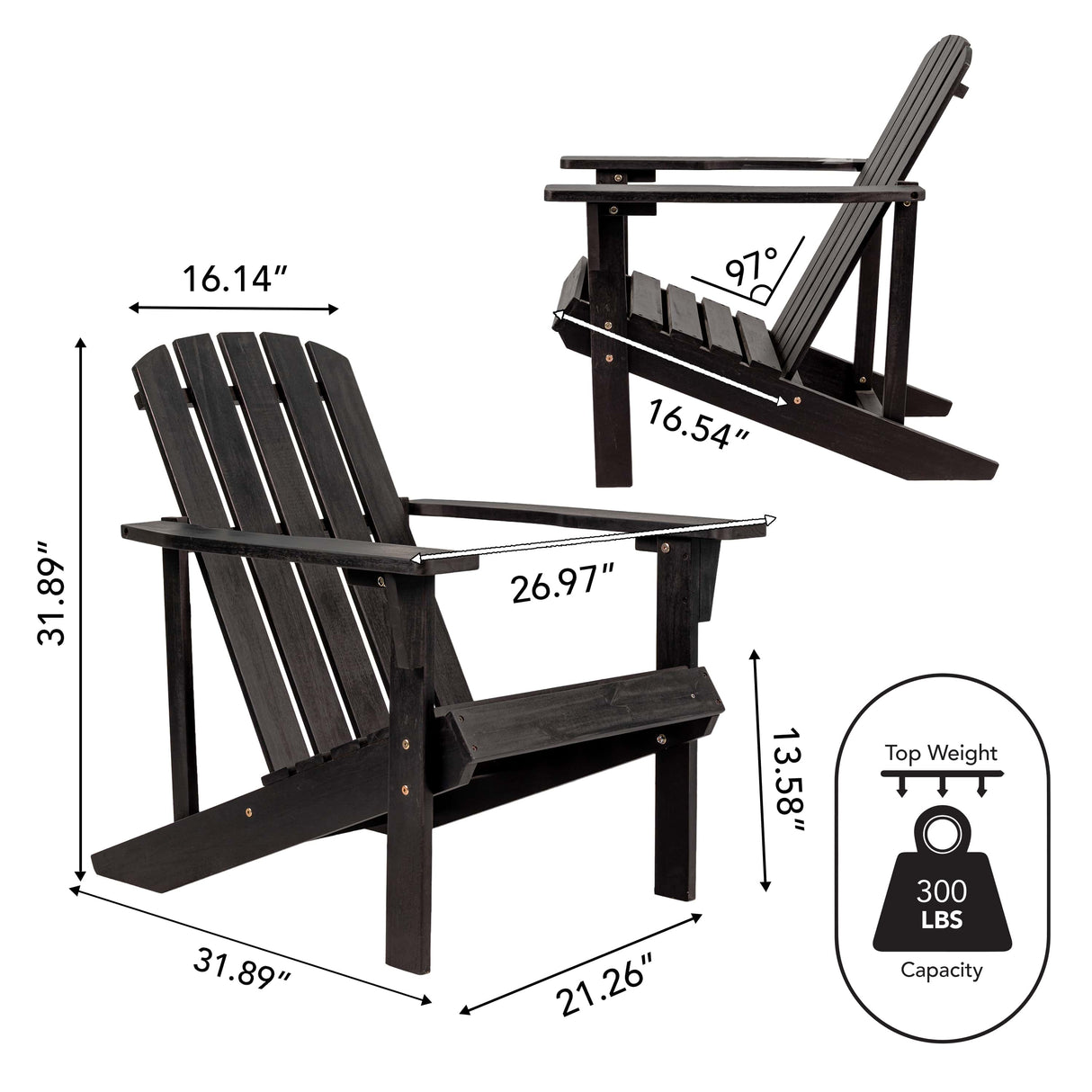 Westport outdoor patio traditional acacia wood adirondack chair