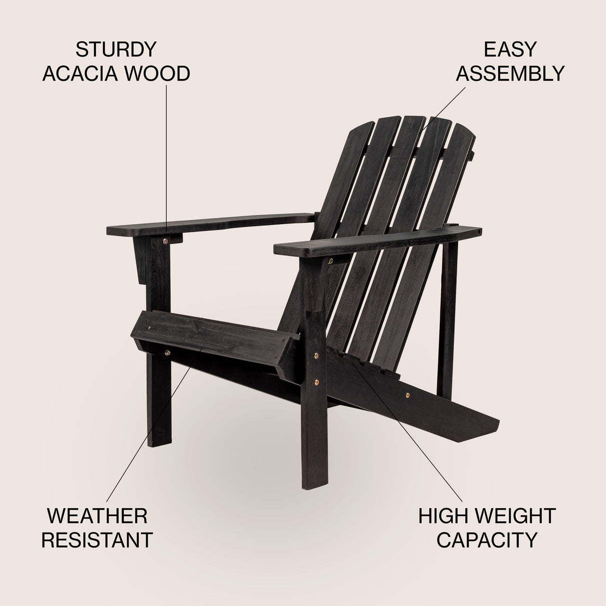Westport outdoor patio traditional acacia wood adirondack chair