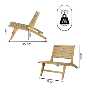 Leo mid-century modern wood armless outdoor patio chair