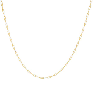Solid 14K Yellow Gold 2.5mm Paperclip Chain Necklace Unisex 18" Inches