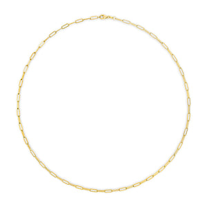 Solid 14K Yellow Gold 2.5mm Paperclip Chain Necklace Unisex 18" Inches