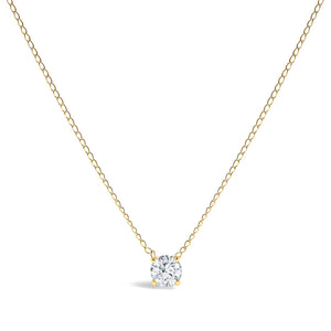 14K White Gold Floating 1/2 Cttw Lab Grown Diamond Solitaire Pendant Necklace - 18" Inches
