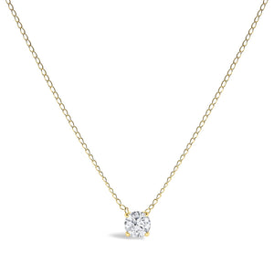 14K Gold Floating 1/2 Cttw Lab Grown Diamond Solitaire Pendant Necklace - 18" Inches