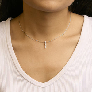 .925 Sterling Silver 1/4 Cttw Lab Grown Diamond Journey Pendant Necklace - 18" Inches