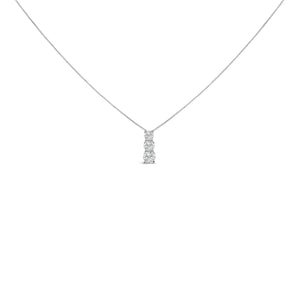 14K White Gold 1/2 Cttw Lab Grown Diamond Three Stone Pendant Necklace