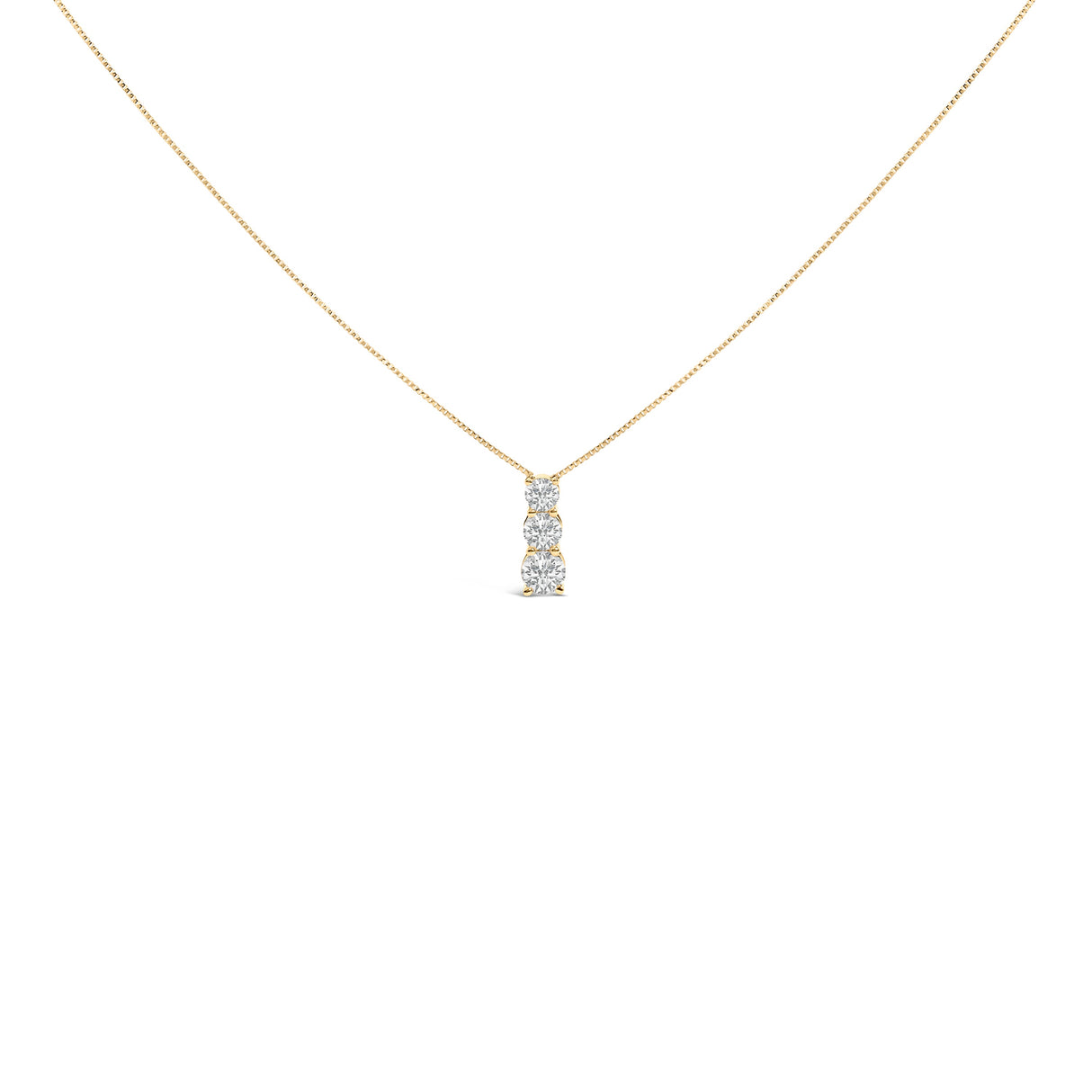 14K White Gold 1/2 Cttw Lab Grown Diamond Three Stone Pendant Necklace