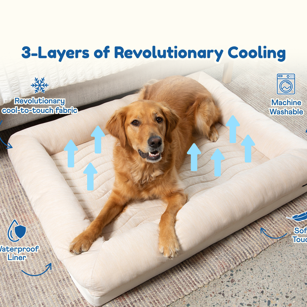 PupChill™ Cooling 4-Bolster Dog Bed - Arctic Sand