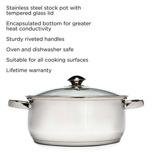 Round 5-Quart Stainless Steel Dutch Oven with Glass Lid