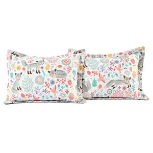 Pink Teal Orange Grey 6 Piece Floral Foxes Daybed Cover Bedding Set