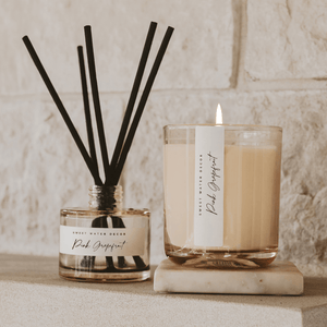 Pink Grapefruit Soy Candle - Tinted Glass Jar - 12 oz