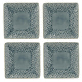 Peacock 6.5 Inch Square Appetizer Plate Set - Euro Ceramica 