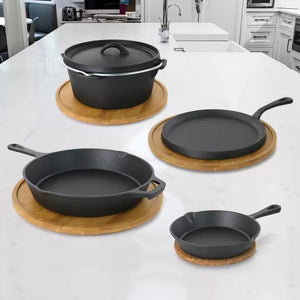 5-Piece Cast Iron Cookware Set with Dutch Oven, Griddle, and Skillets