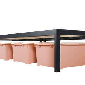 Twin Size Heavy Duty Metal Platform Bed Frame with Wooden Slats