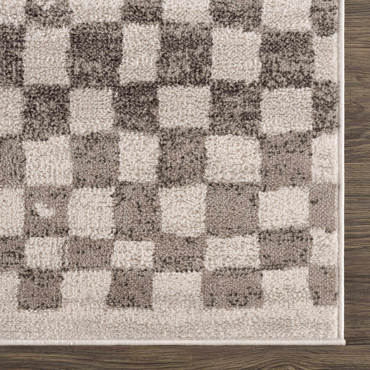 Benjy Irregular Checkboard Rug - Beige
