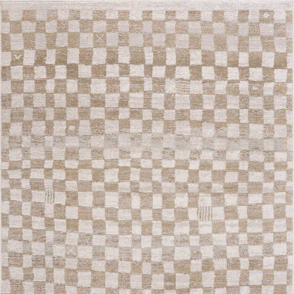 Benjy Irregular Checkboard Rug - Cream&Gold