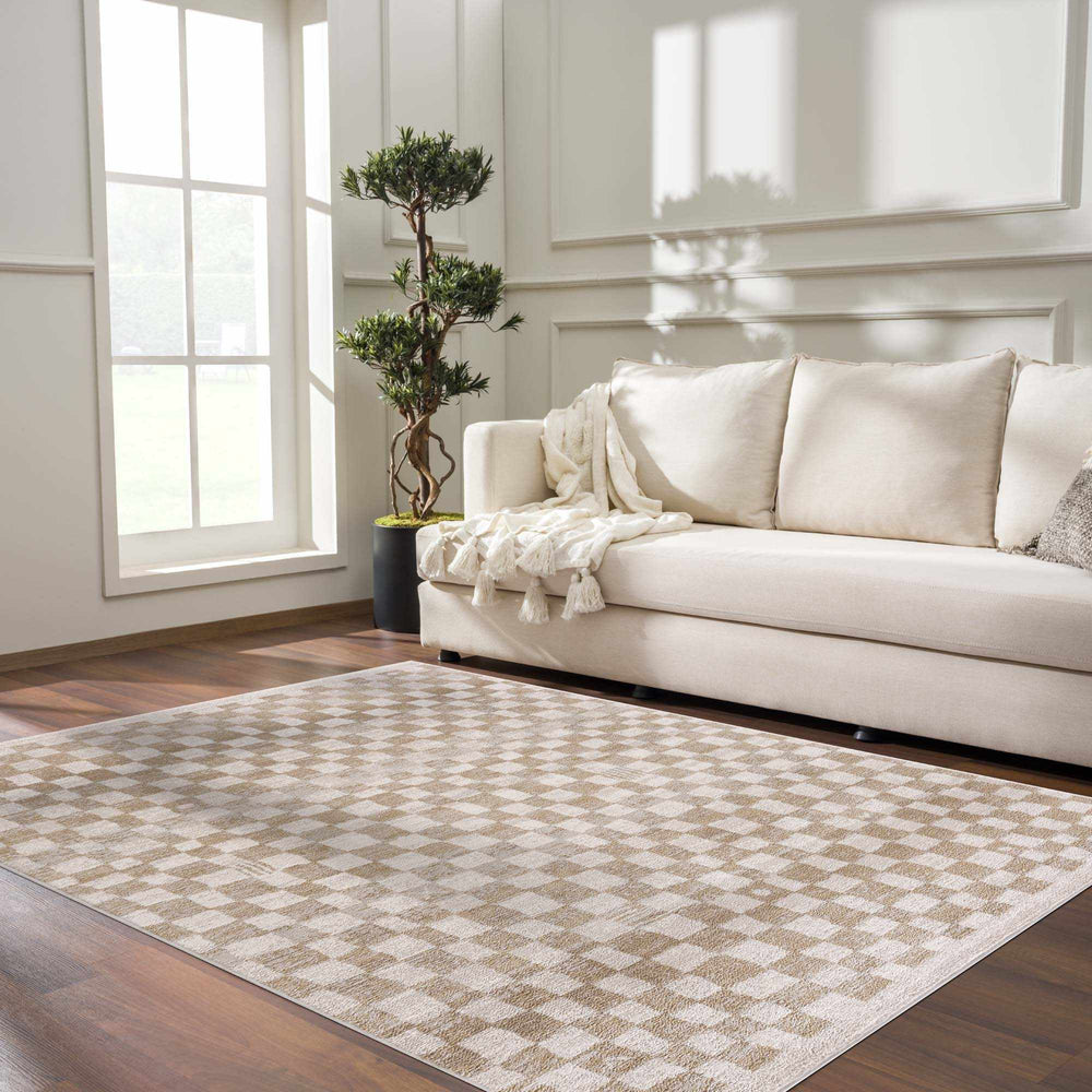 Benjy Irregular Checkboard Rug - Cream&Gold