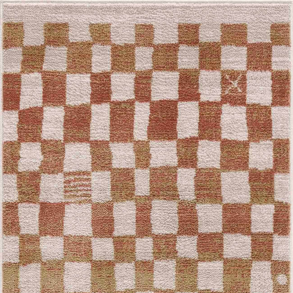 Benjy Irregular Checkboard Rug - Cream&Salmon