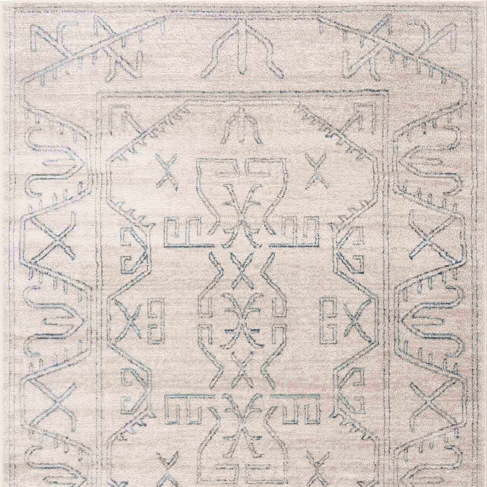 Divya Cream & Silver Blue Area Rug - Clearance