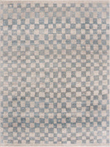 Benjy Cream & Light Blue Checkered Area Rug