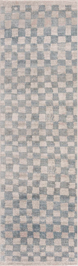 Benjy Cream & Light Blue Checkered Area Rug