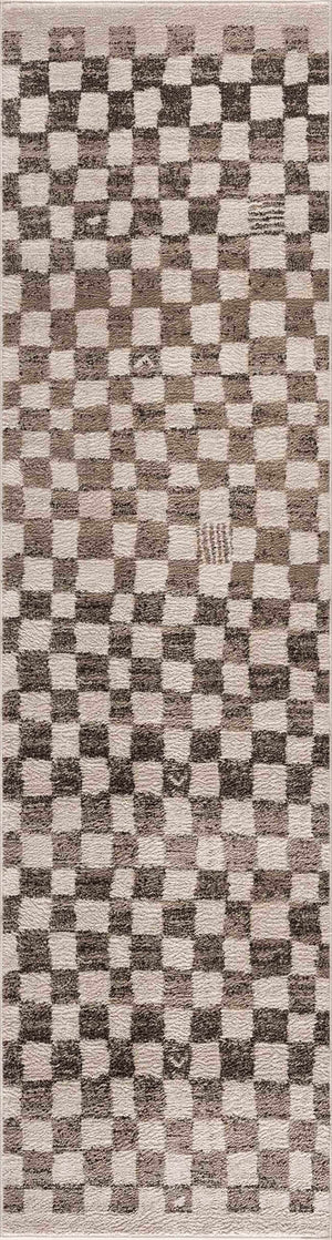 Benjy Cream & Charcoal Checkered Area Rug