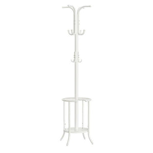 Heavy Duty White Metal Coat Rack with Umbrella Holder