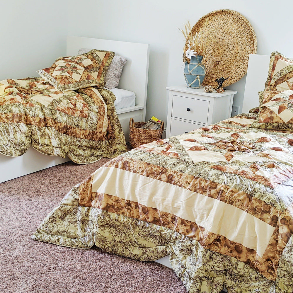 DaDa Bedding Country Rustic Camo Earthy Floral Sandy Beige Green Comforter Set (BM6118L-1)
