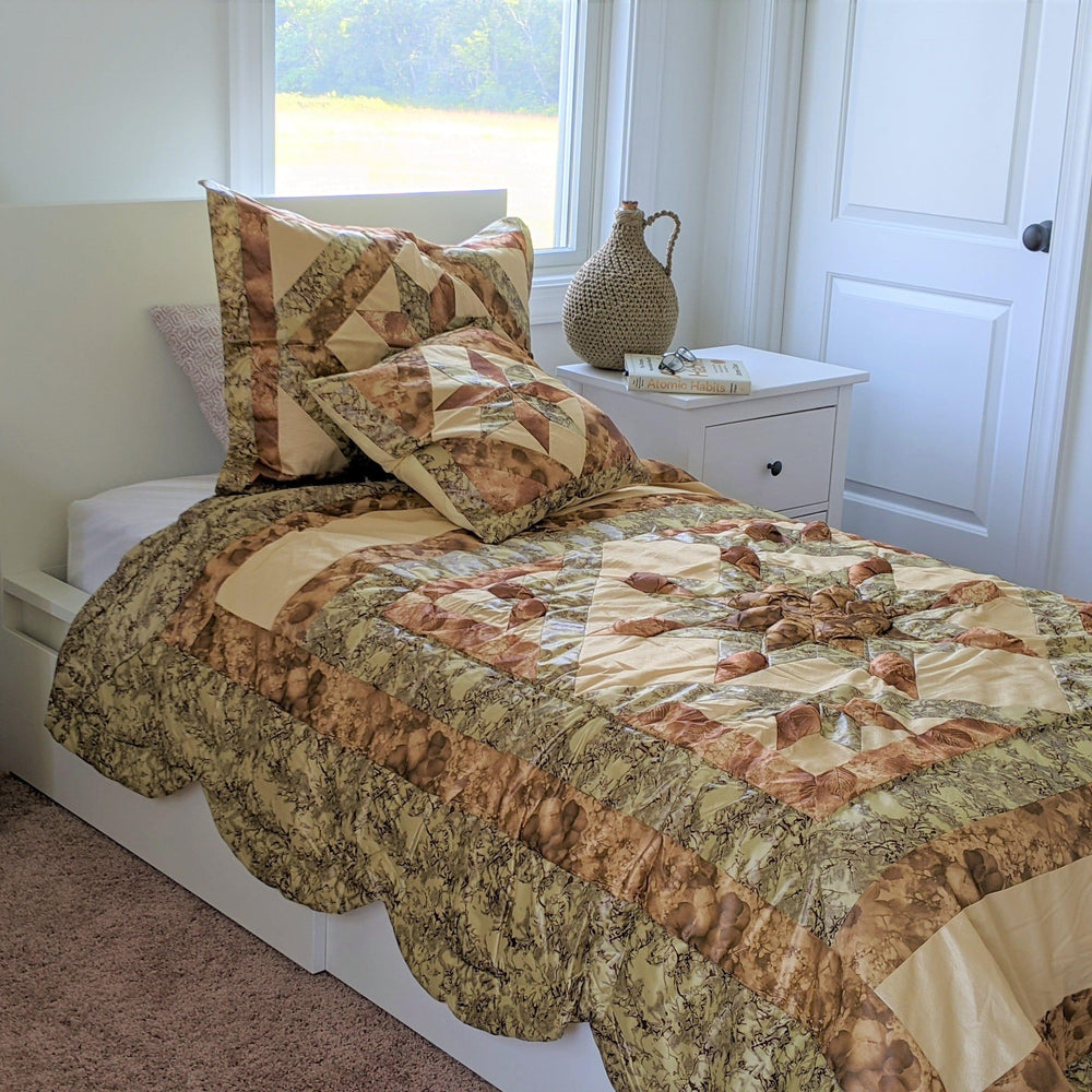 DaDa Bedding Country Rustic Camo Earthy Floral Sandy Beige Green Comforter Set (BM6118L-1)