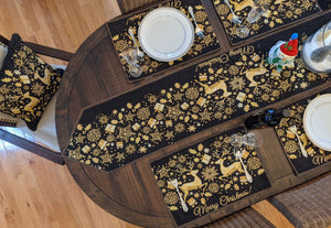 Magical Golden Reindeer Woven Tapestry Dining Table Runner