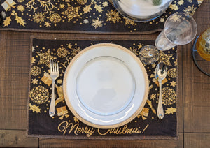 Set of 4-Pieces Magical Golden Reindeer Woven Tapestry Dining Table Placemats 13” x 19”