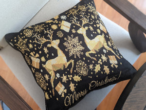 Magical Golden Reindeer Woven Tapestry Throw Pillow Covers 16" x 16"