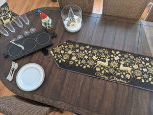 Magical Golden Reindeer Woven Tapestry Dining Table Runner