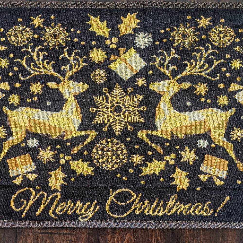 Magical Golden Reindeer Woven Tapestry Dining Table Runner