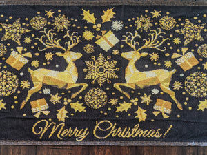 Magical Golden Reindeer Woven Tapestry Dining Table Runner