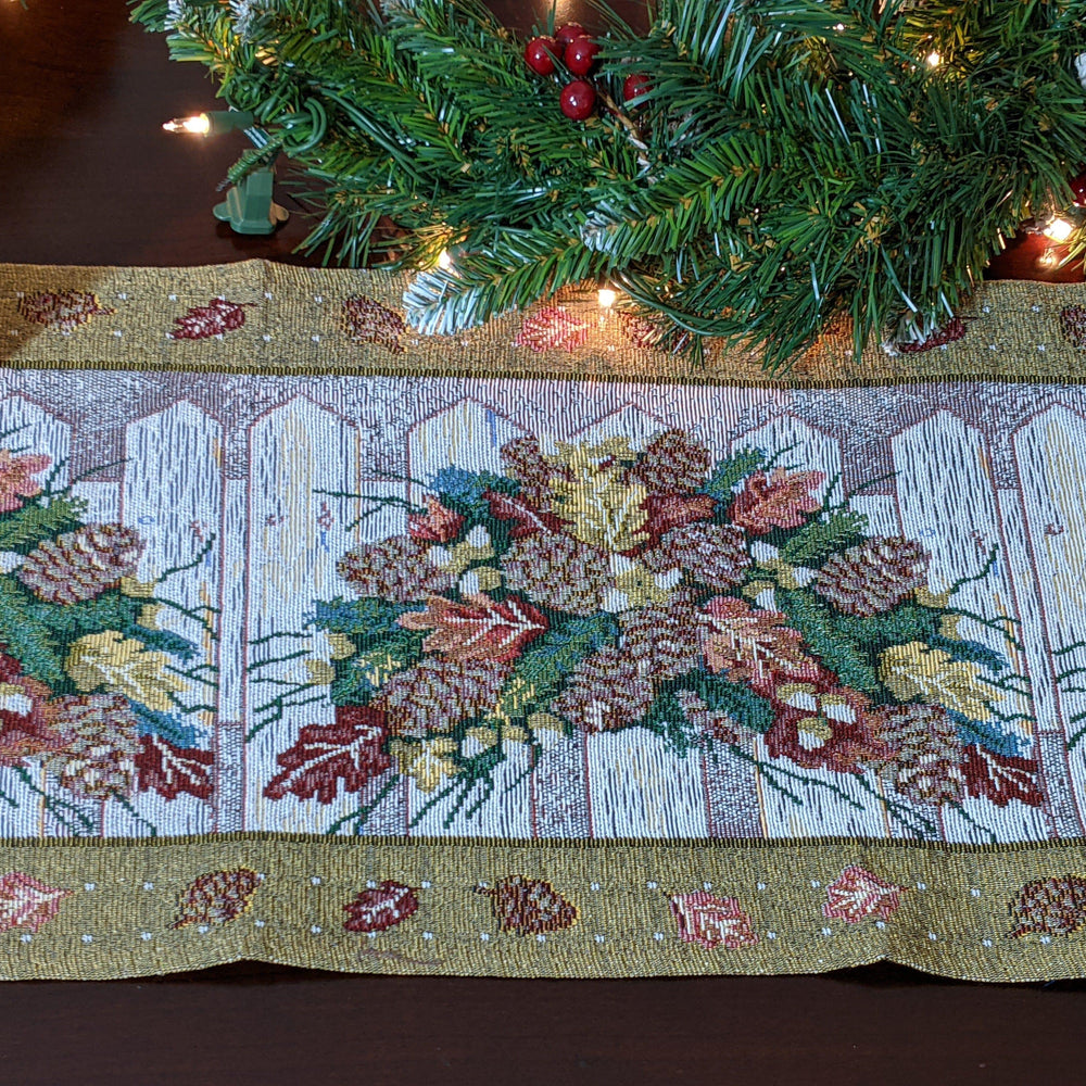 DaDa Bedding Rustic Floral Bouquet Lights Holiday Tapestry Dining Table Runner (6068)