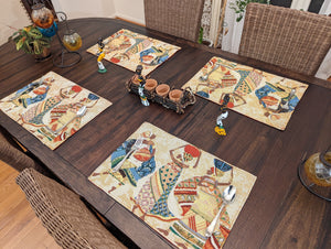 DaDa Bedding Set of 4-Pieces Dancing Women African Kwanzaa Tapestry Dining Table Placemats 13” x 19” (18117)