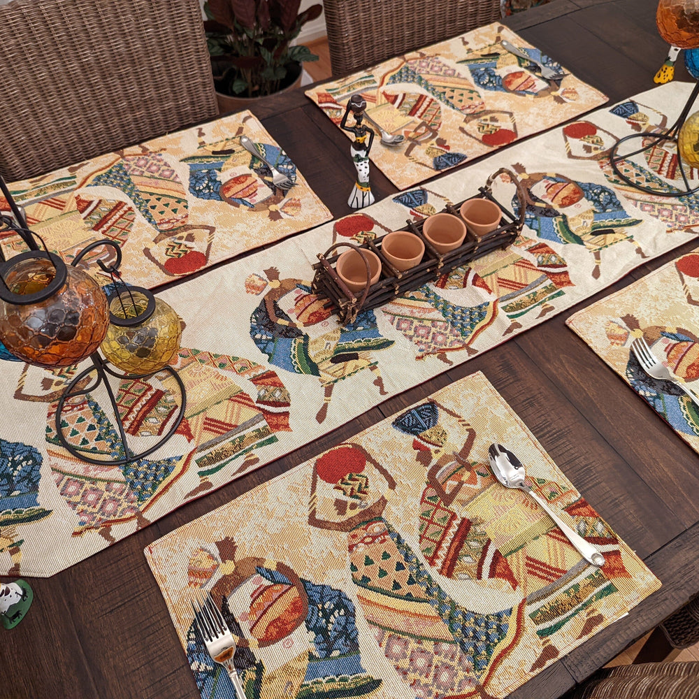 DaDa Bedding Dancing Women African Dreams Elegant Woven Tapestry Dining Table Runner (18117)