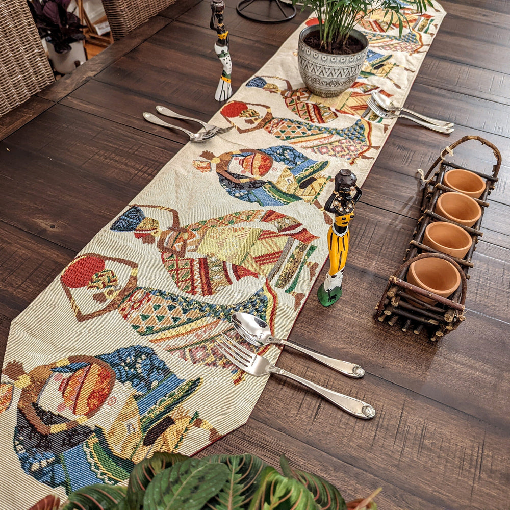 DaDa Bedding Dancing Women African Dreams Elegant Woven Tapestry Dining Table Runner (18117)