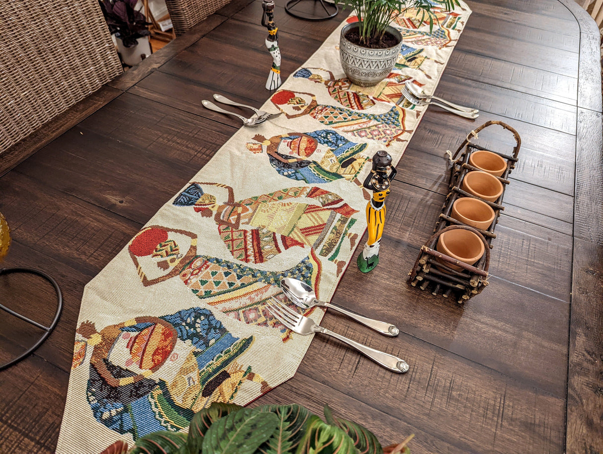 DaDa Bedding Dancing Women African Dreams Elegant Woven Tapestry Dining Table Runner (18117)