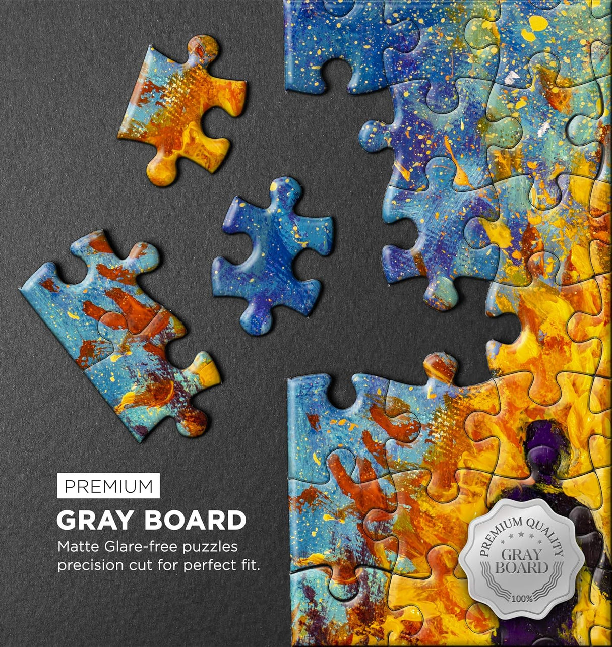 QuizQuirk 1000 Piece Puzzle, Romantic Couple by Campfire Painting Jigsaw Puzzle for Adults/Teens (Puzzle Saver Kit Included)